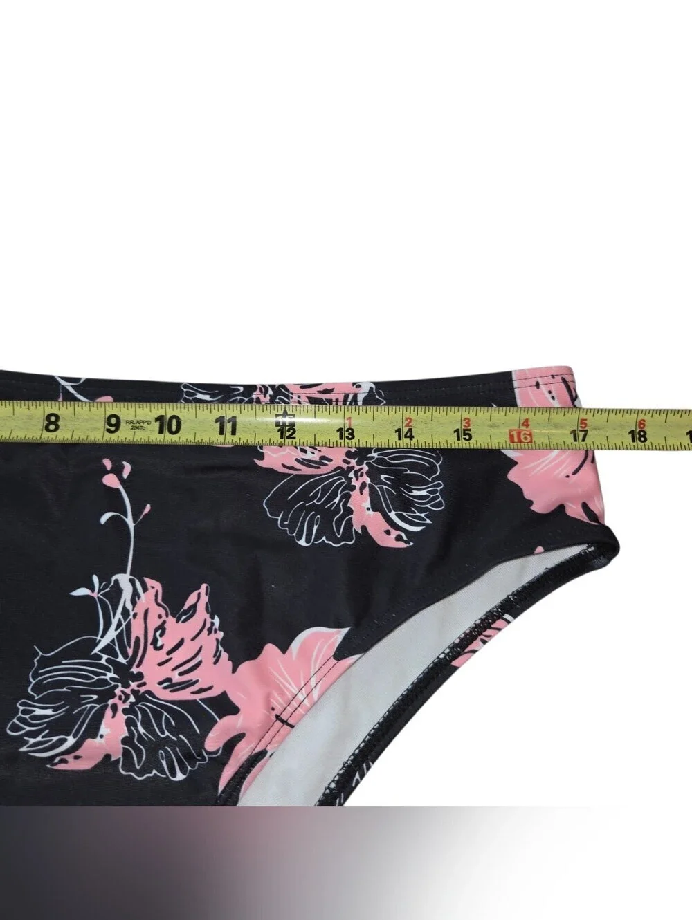 Black and Pink Floral Bandeau Tankini Set